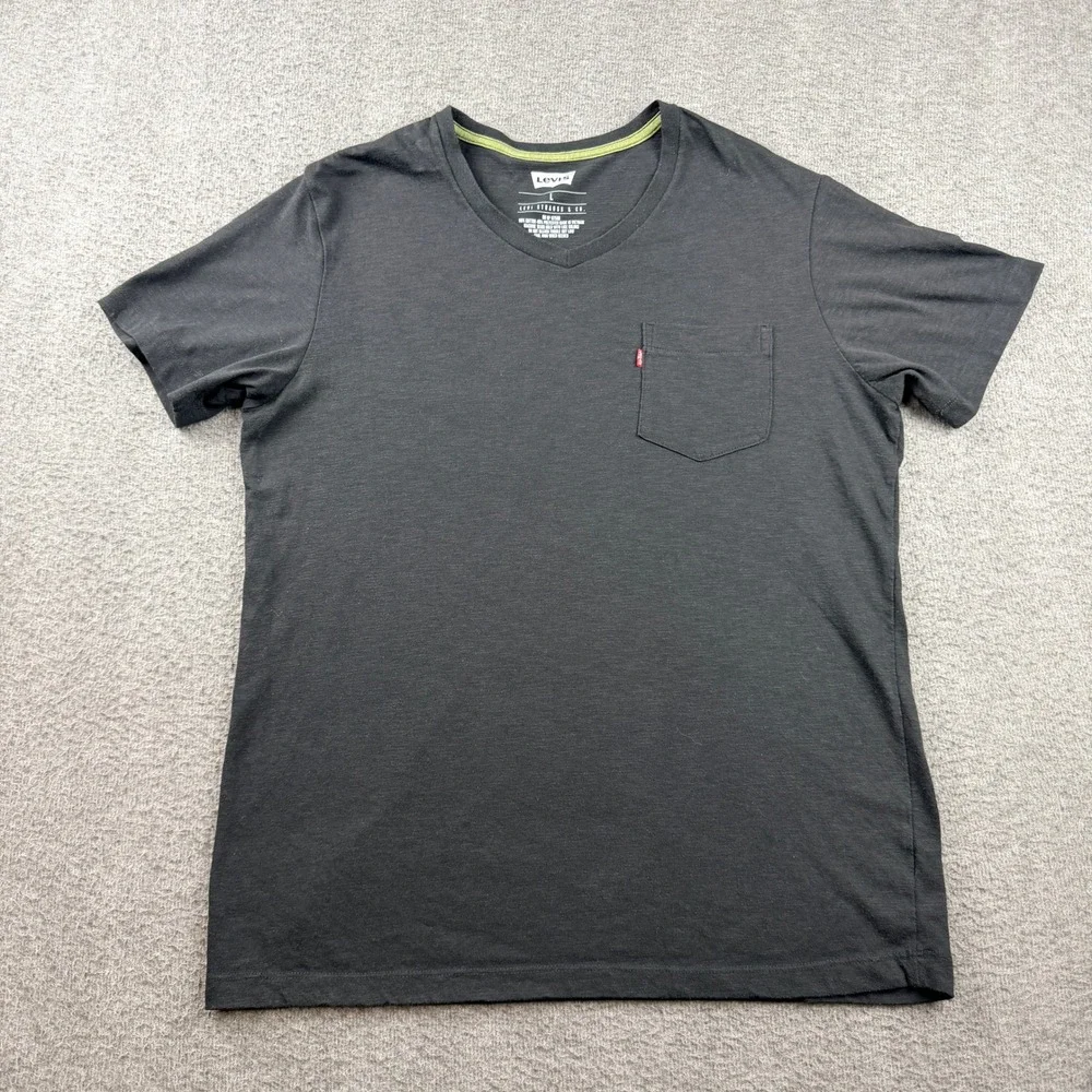 Levi Strauss & Co Men's L Large Black V-Neck Pocket T-Shirt VTG